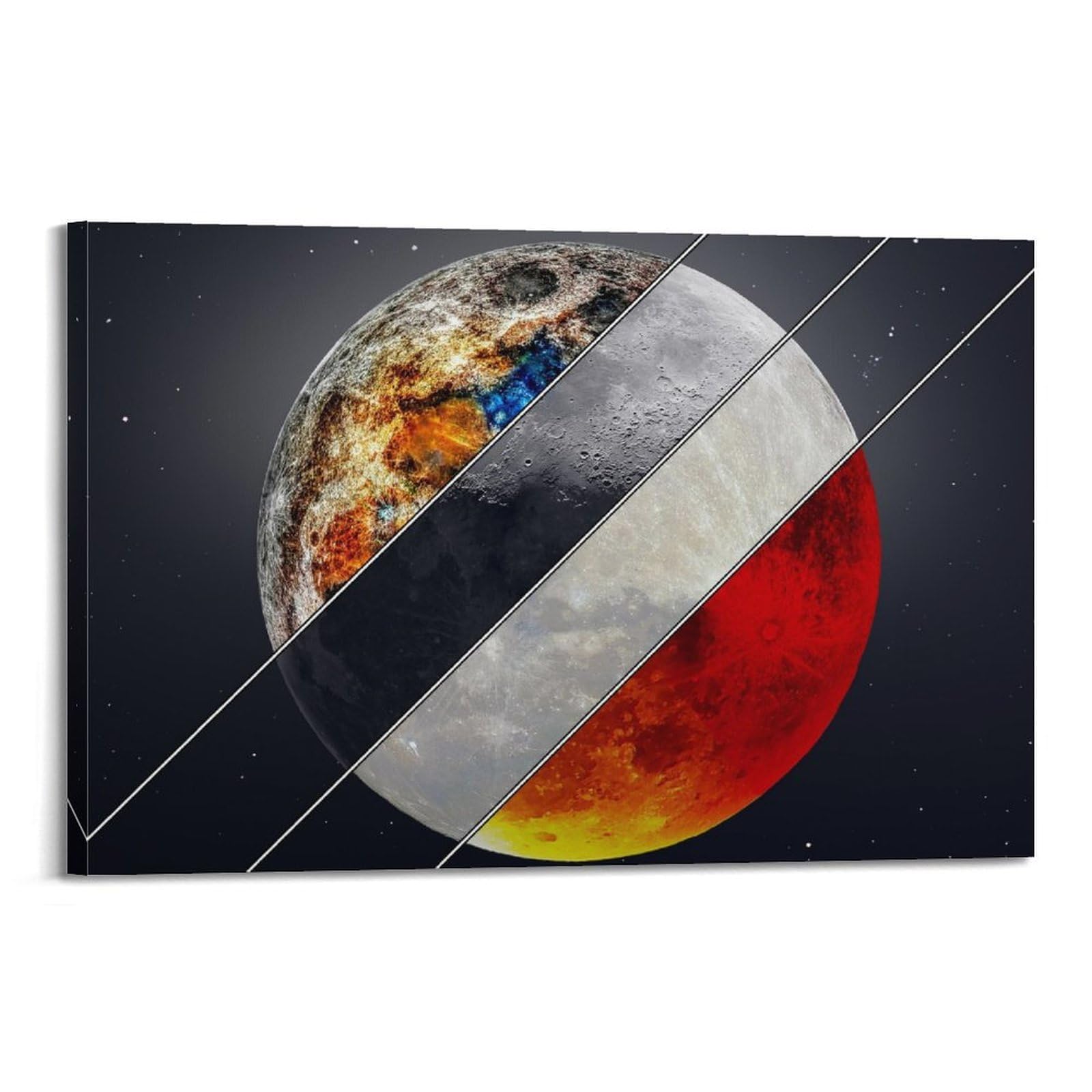 OKAHYS Mineral Moon Supermoon Planet Space Poster Decorative Painting Canvas Wall Artworks Picture 24x36inch(60x90cm)