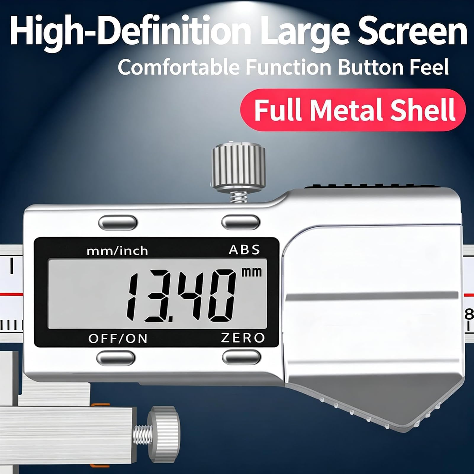 Calibrador digital, calibrador de distancia central | Acero inoxidable, rango de medición 5-300 mm, precisión de 0,01 mm, con interruptor de mm/pulgada(10-300mm)