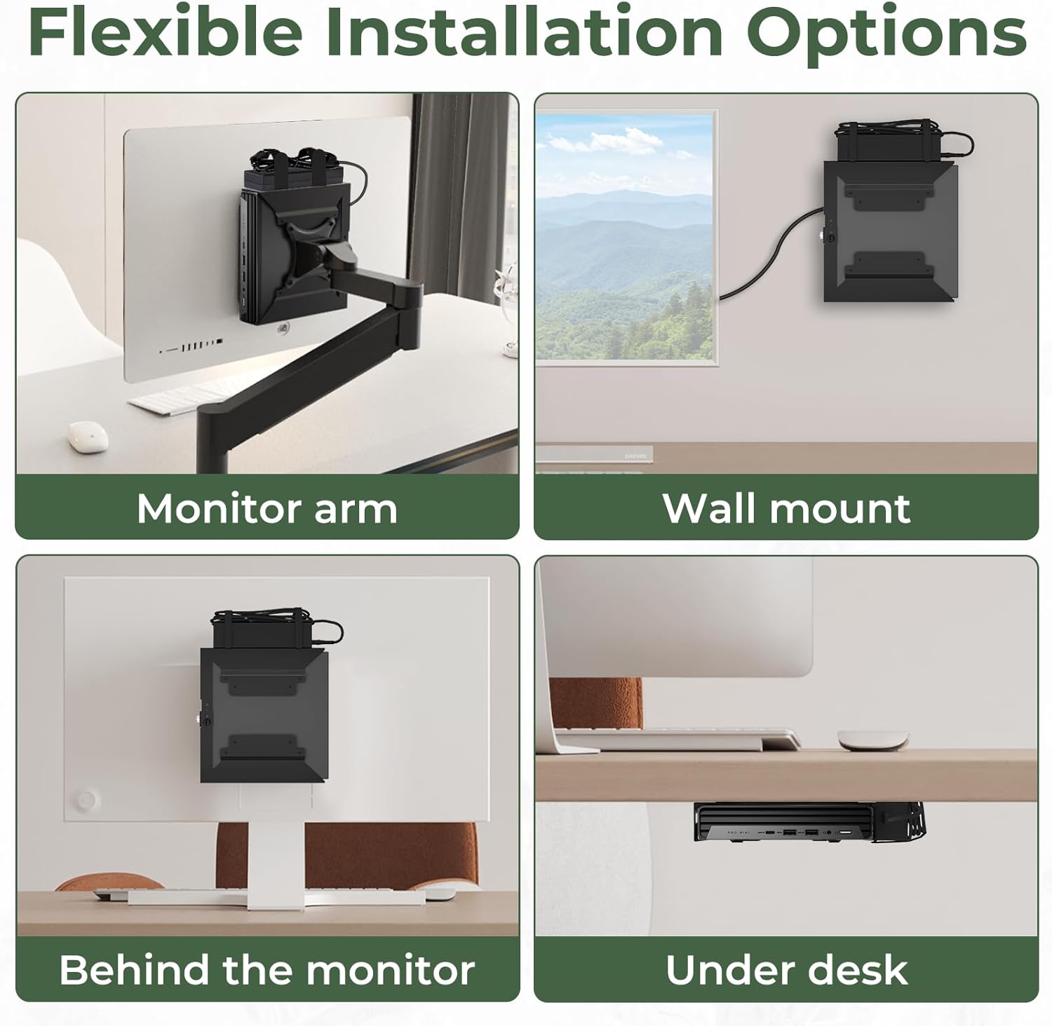 Mini PC VESA Mount for HP, Under Desk, Wall Mount, VESA Mount & Attach to Monitor Arm Mount, Compatible with HP EliteDesk 800 G2 G3 G4 G5 ProDesk 600 G1 G2 G3, Includes All Screws and Cable Straps