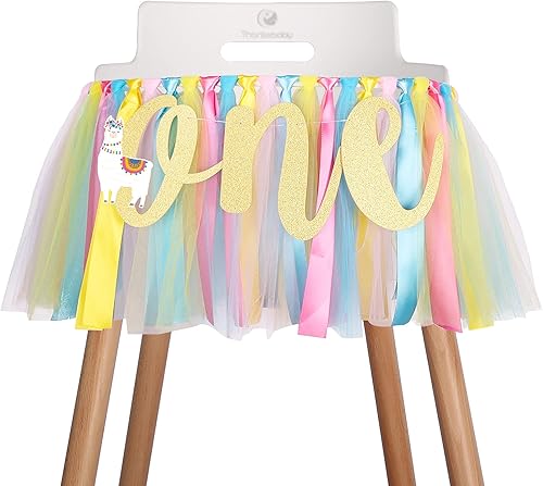 Decoración de Pancarta de Llama Alpaca para Trona de Bebé - Pancarta de Feliz Cumpleaños del Primer Cumpleaños para Trona, Guirnalda de Tela para