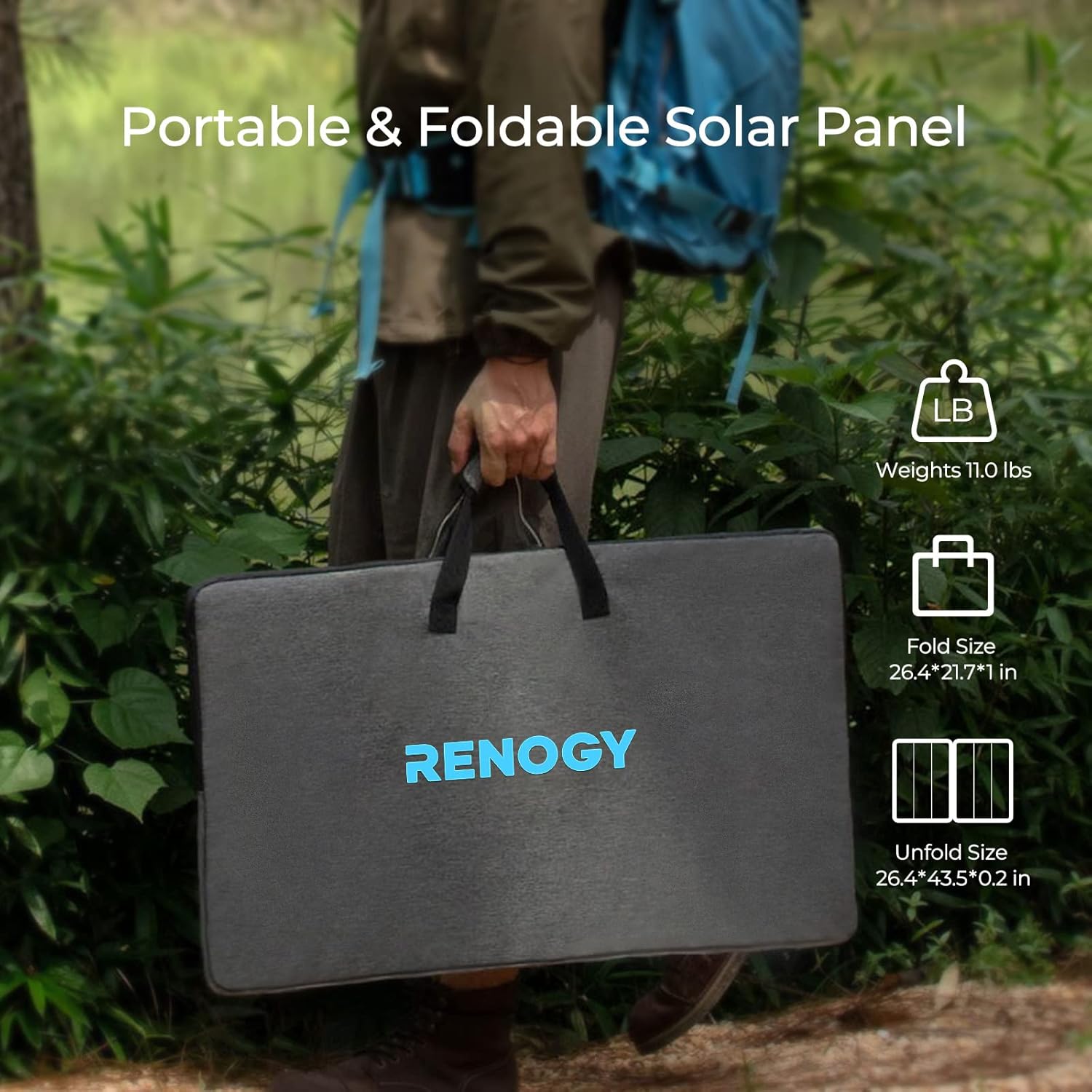 Renogy E Flex 120 Watt Foldable Solar Panel with Adjustable Kickstand and Integrated Carry Handles for Road Trip, Camping, RV, and Fishing