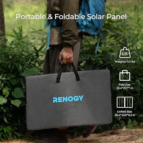 Miniatura 3 de Renogy E Flex - Panel solar plegable de 120 vatios con soporte ajustable y asas de transporte integradas para viajes por carretera, campamento,