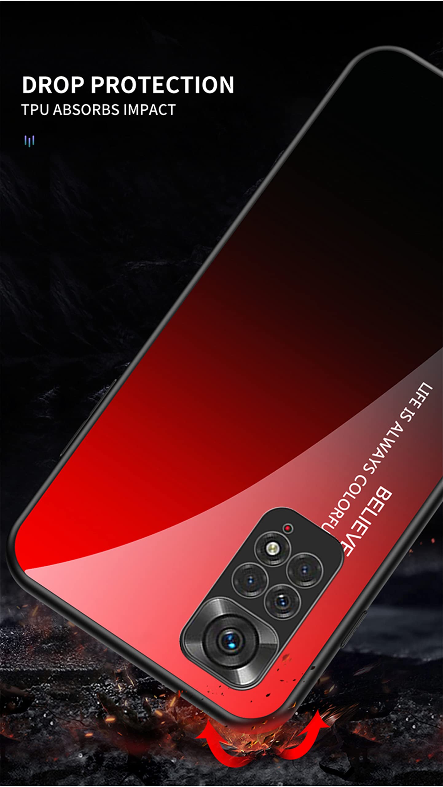 SHIEID Custodia per Xiaomi Redmi Note 11 4G Slim Cover Posteriore in Custodia per Telefono in Vetro Sfumato di Colore Protettiva Cover per Xiaomi Redmi Note 11 4G (Blu