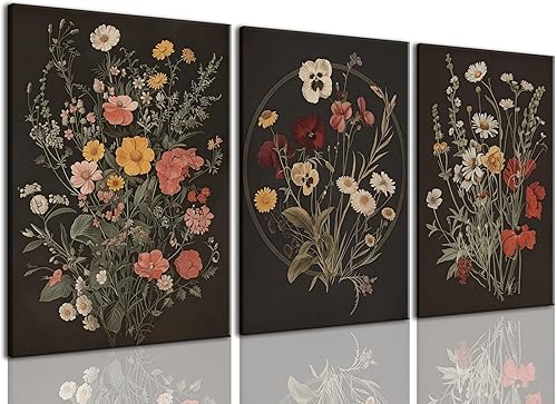 Miniatura 15 de TUEASKY 3 piezas de lienzo de arte de pared beige para decoración de pared, imágenes florales, impresiones artísticas de flores, pinturas botánicas
