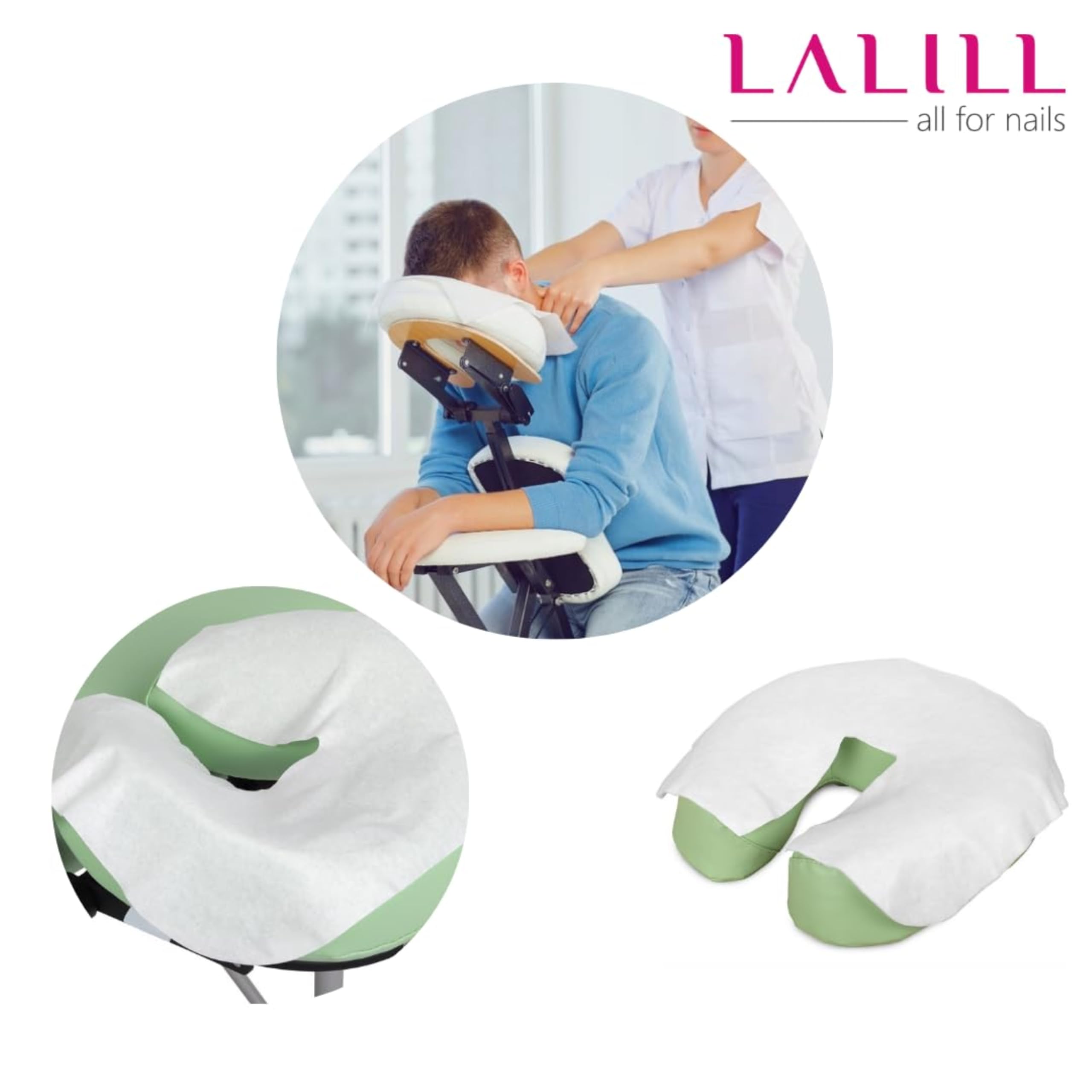 LALILL Fundas Faciales Desechables para Camilla 100 Uds - Cobertura Higiénica para Cabezal de Masaje - Accesorios para SPA, Estética y Terapias - 36x29 cm