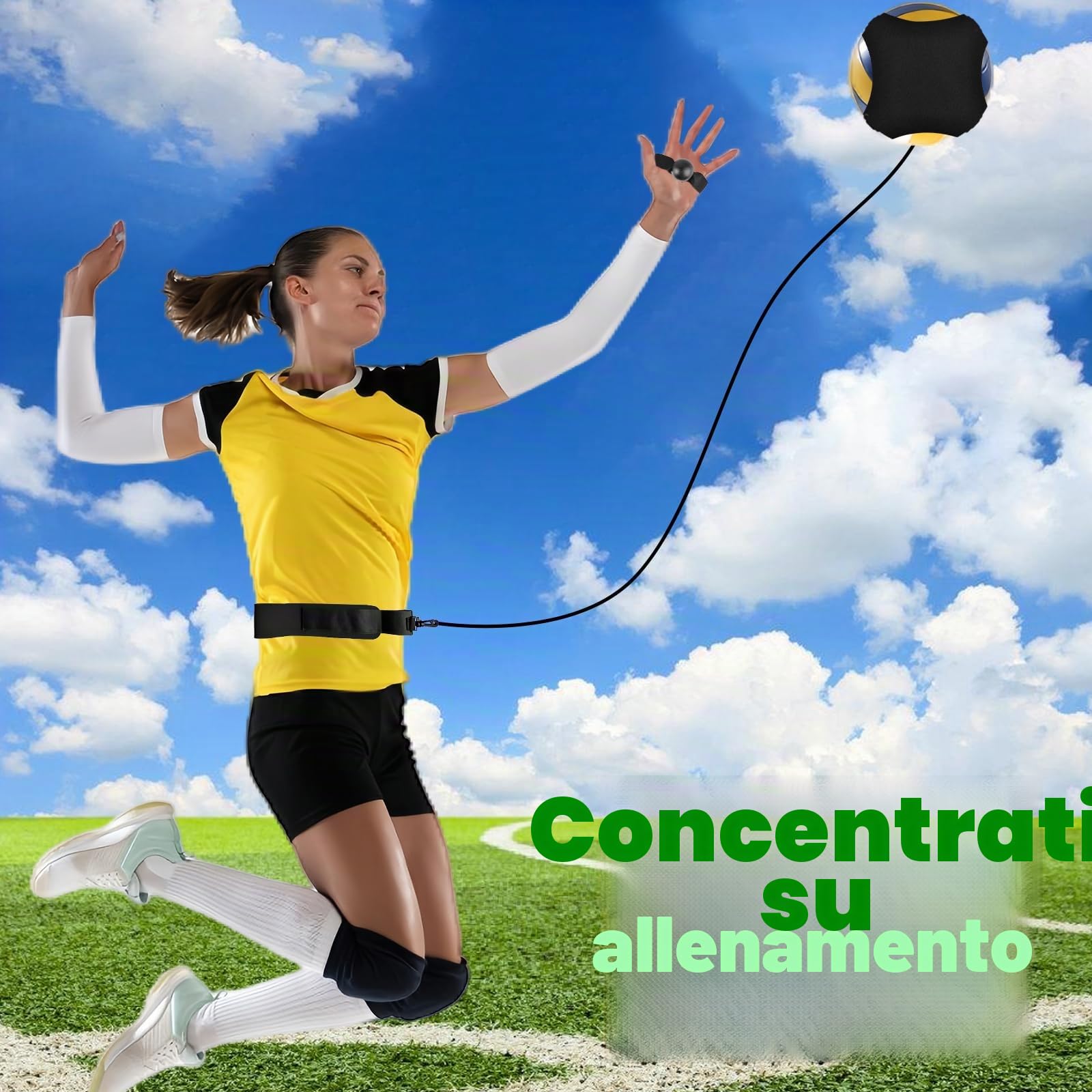 Nizirioo Pallavolo Spike Trainer, Attrezzatura da Allenamento Aid per Pallavolo, Sistema di Esercizi (Nero)