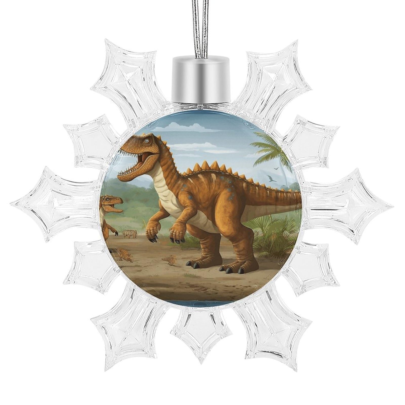 Jurassic Period Dinosaur Snowflake Ornaments Cute Snowflake Pendant Exquisite Christmas Tree Ornaments for Christmas Weddings New Year Birthday Holiday Celebration