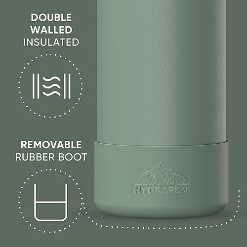 Miniatura 5 de Hydrapeak Botella de agua deportiva aislada de 32 onzas con pajita y tapa para beber, a prueba de fugas y derrames, mantiene las bebidas frías Gris