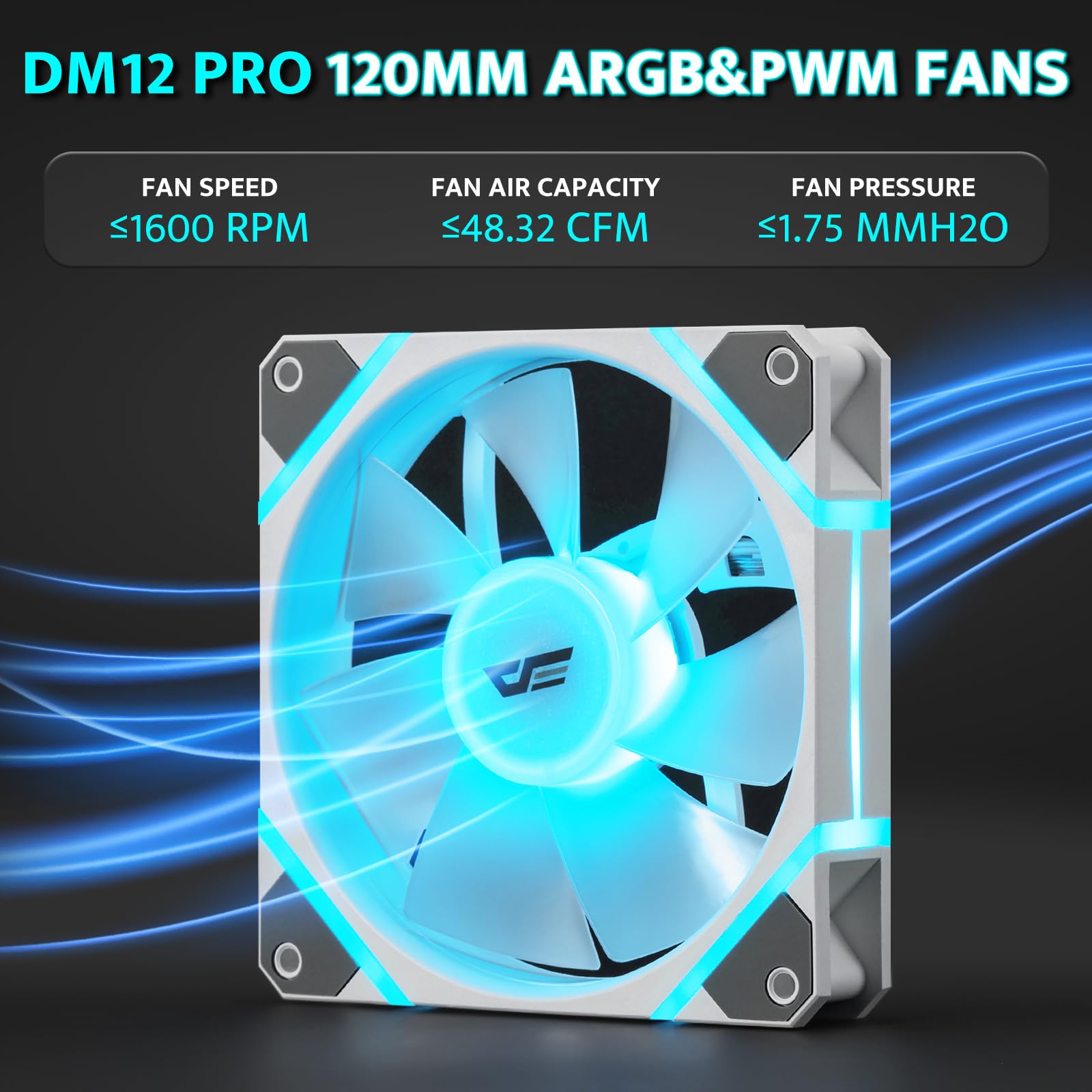 darkFlash Paquete de 3 ventiladores de carcasa de PC de 120 mm con concentrador de controlador y control remoto, PWM ARGB Sync, ventiladores de refrigeración RGB direccionables para carcasa de