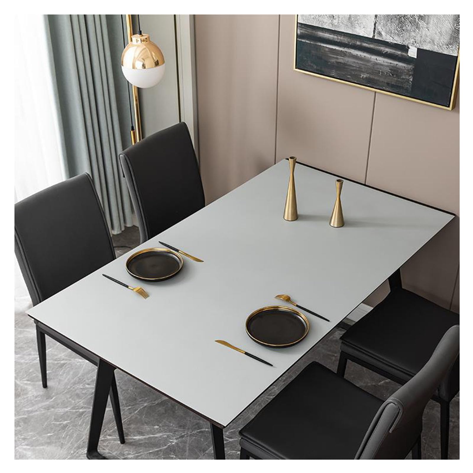 Nappe cuir rectangulaire 90x150 cm imperméable et tapis protecteur de table beige