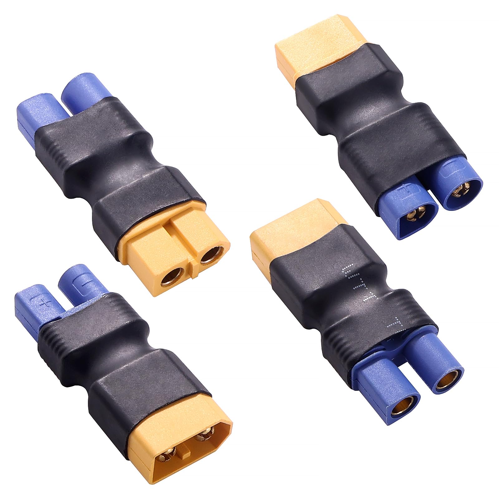 Lyeteung 4 PCS XT60 to EC3 Adapter, EC3 Male / Female to XT60 Male / Female Plug Connector, for RC LiPo Battery