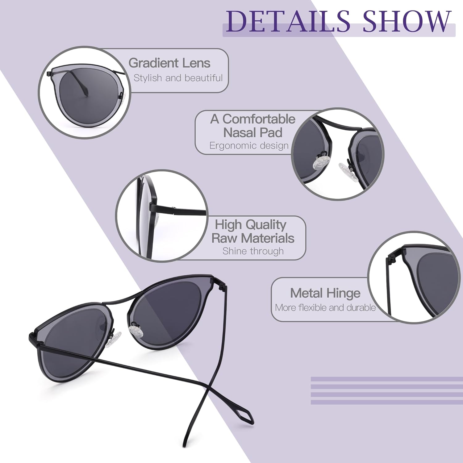 SIPHEW Womens Cat Eye Mirrored Sunglasses Polarized - Trendy Fashion Shades with UV400 Protection for Women - Image 3