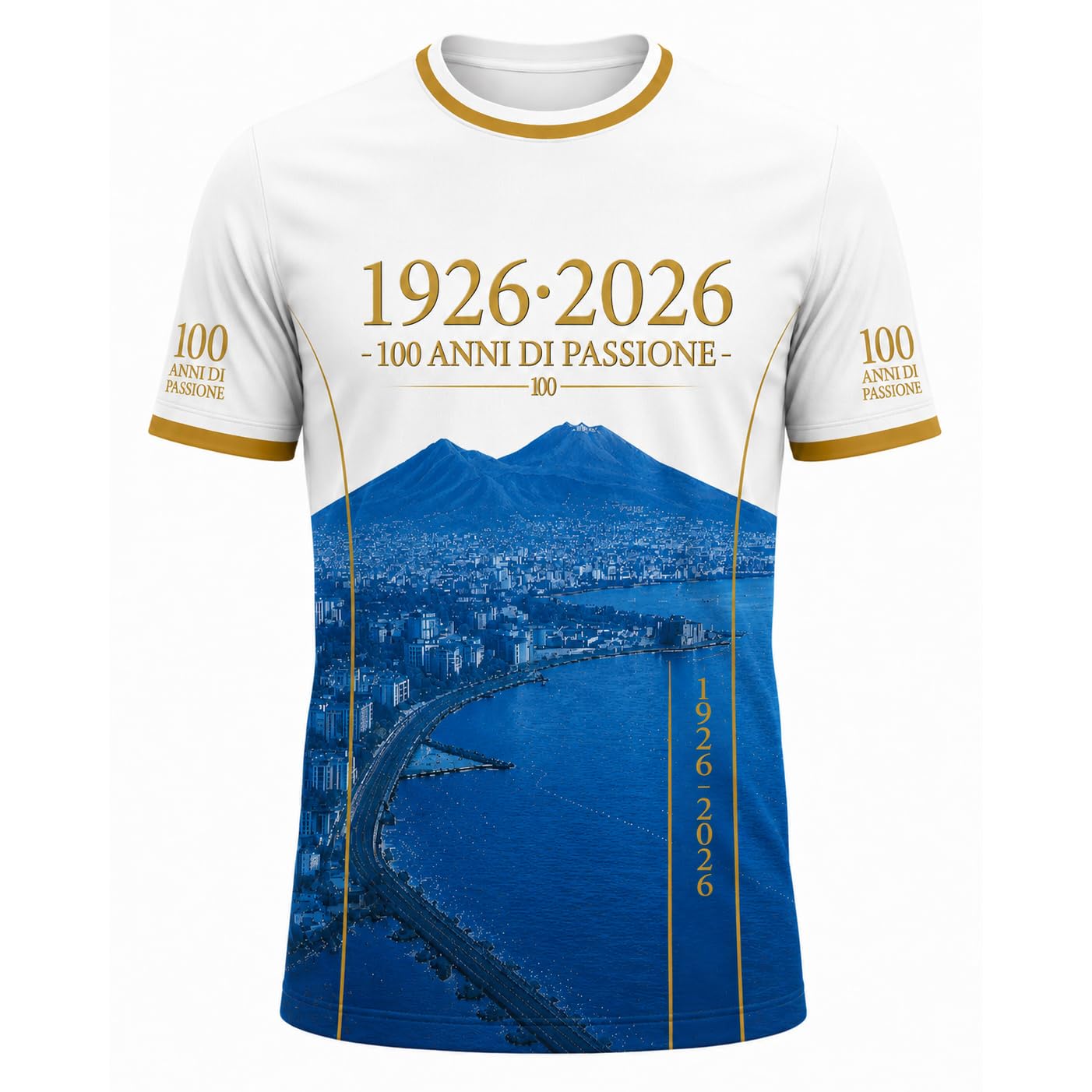 Fupies Maglia Calcio Personalizzata Celebrativa 100 Anni Napoli - Nome e Numero Personalizzabili - T-Shirt Sportiva Uomo - Idea Regalo Tifoso Napoletano