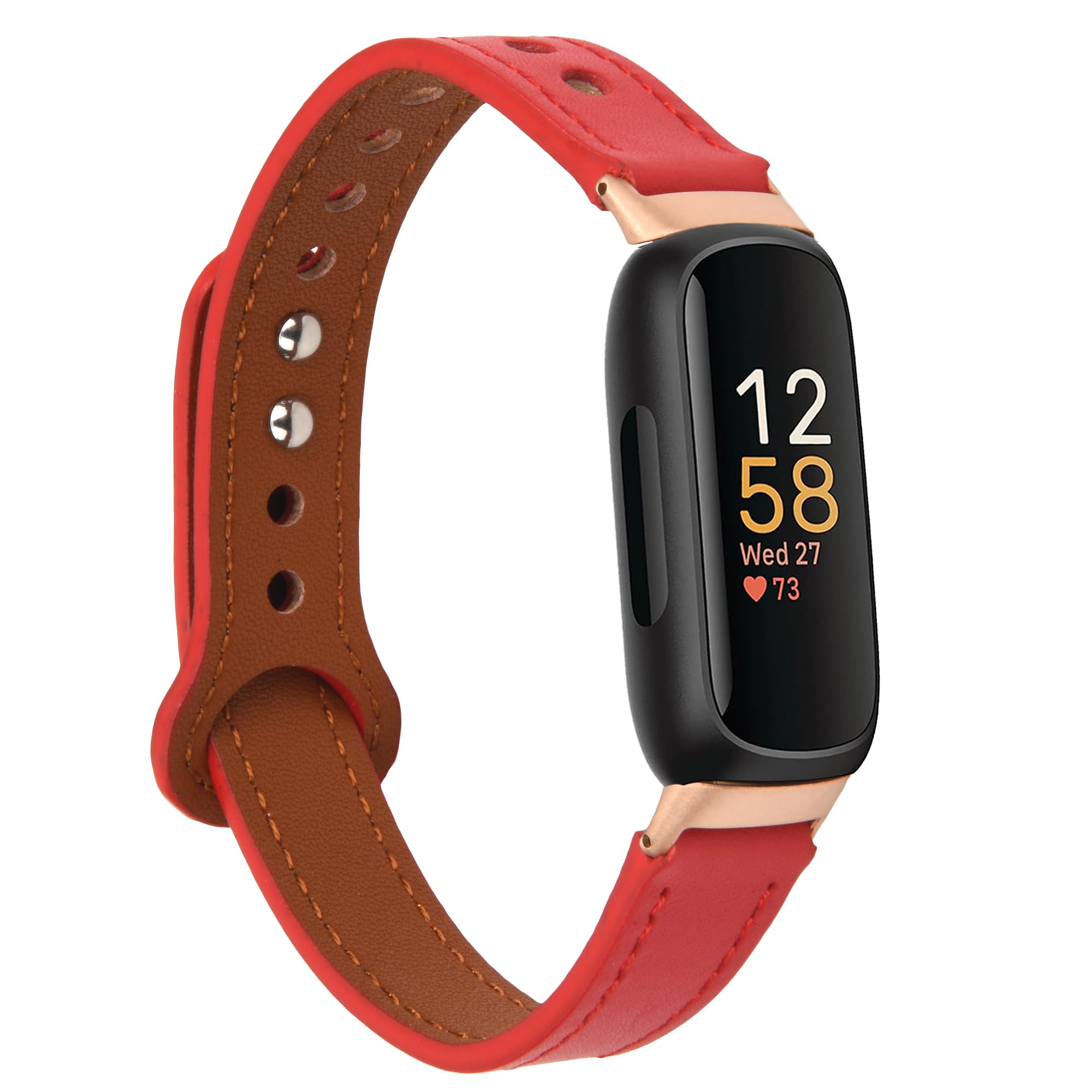 LAREDTREE Leather Bands Compatible with Fitbit Inspire 3 Wristbands for Women Men, Waterproof Strap Genuine Leather Replacement Wristband for Inspire