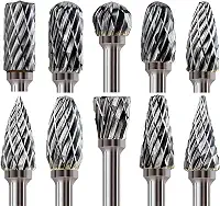 Conjunto de 10 peças de carboneto de tungstênio de corte duplo para madeira, metal, pedra, pedra preciosa, uso portátil e soldagem, montagem necessária, brocas de moagem para aço