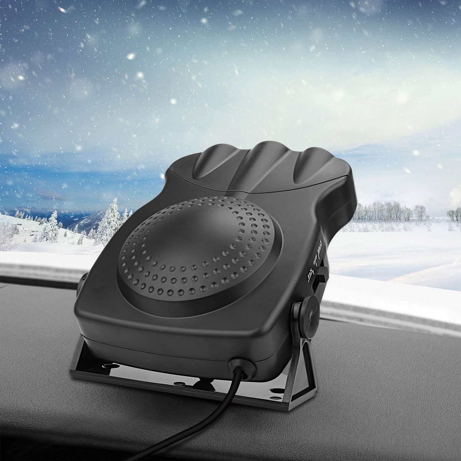 Portable Car Heater, 180°Rotatable Defogger,Fast Heating Car Heater Fan,Vehicle Heat Cooling Fan,12V 150W Auto Defroster Heater with Cigarette Lighter Plug for Car SUV Truck (Black 1)