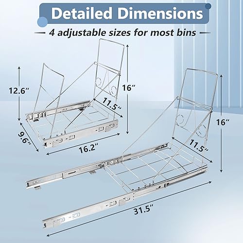 Miniatura 2 de Mersda Bote de basura extraíble debajo del gabinete cubo de basura ajustable debajo del fregadero cubo de basura extraíble debajo del gabinete con