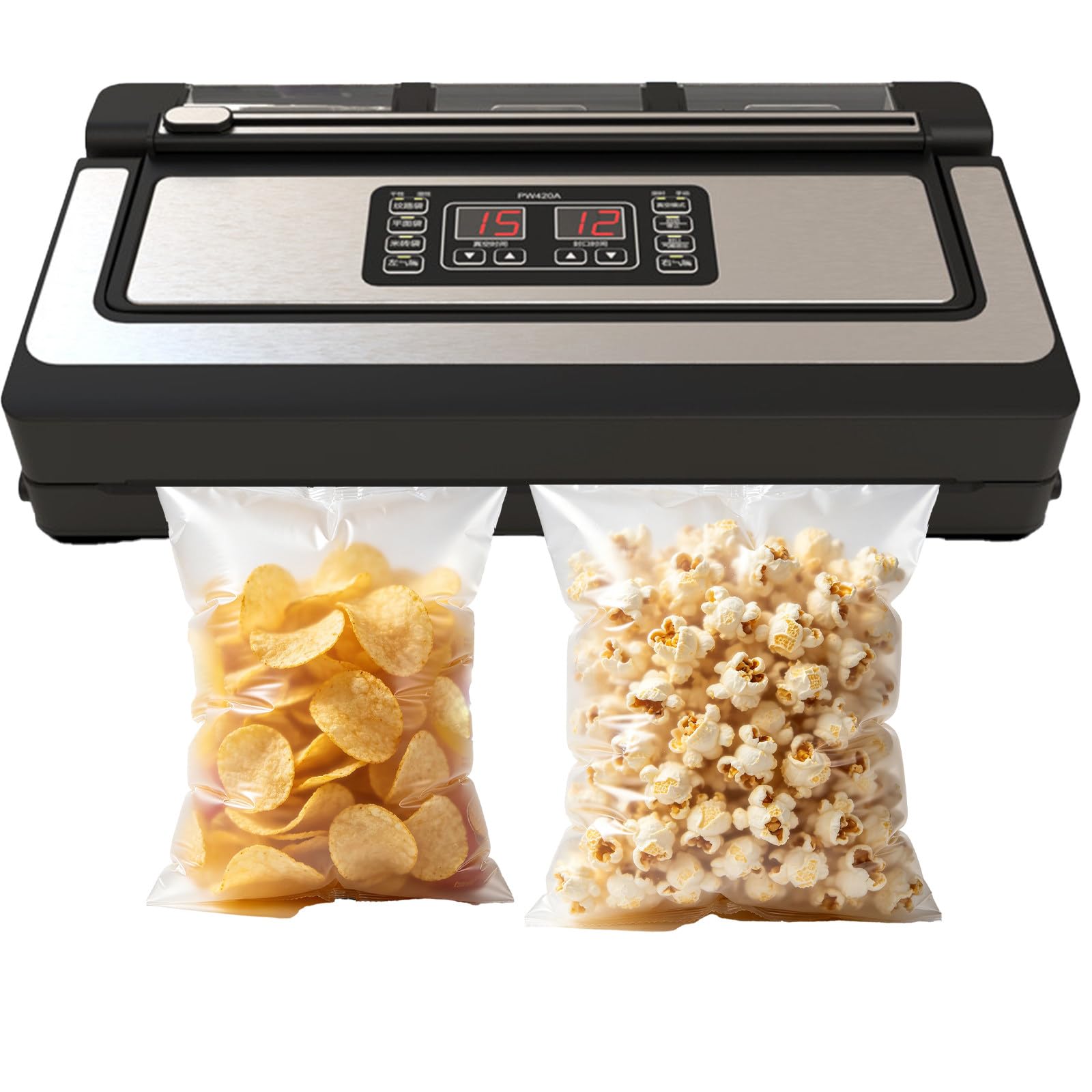 KRYANFEN Vacuum Storage Bags Kitchen Vacuum Sealer Automatic Packaging Device 42cm Bar 90KPa for Delicate Bakery Dry Goods Restaurant Storage 110V