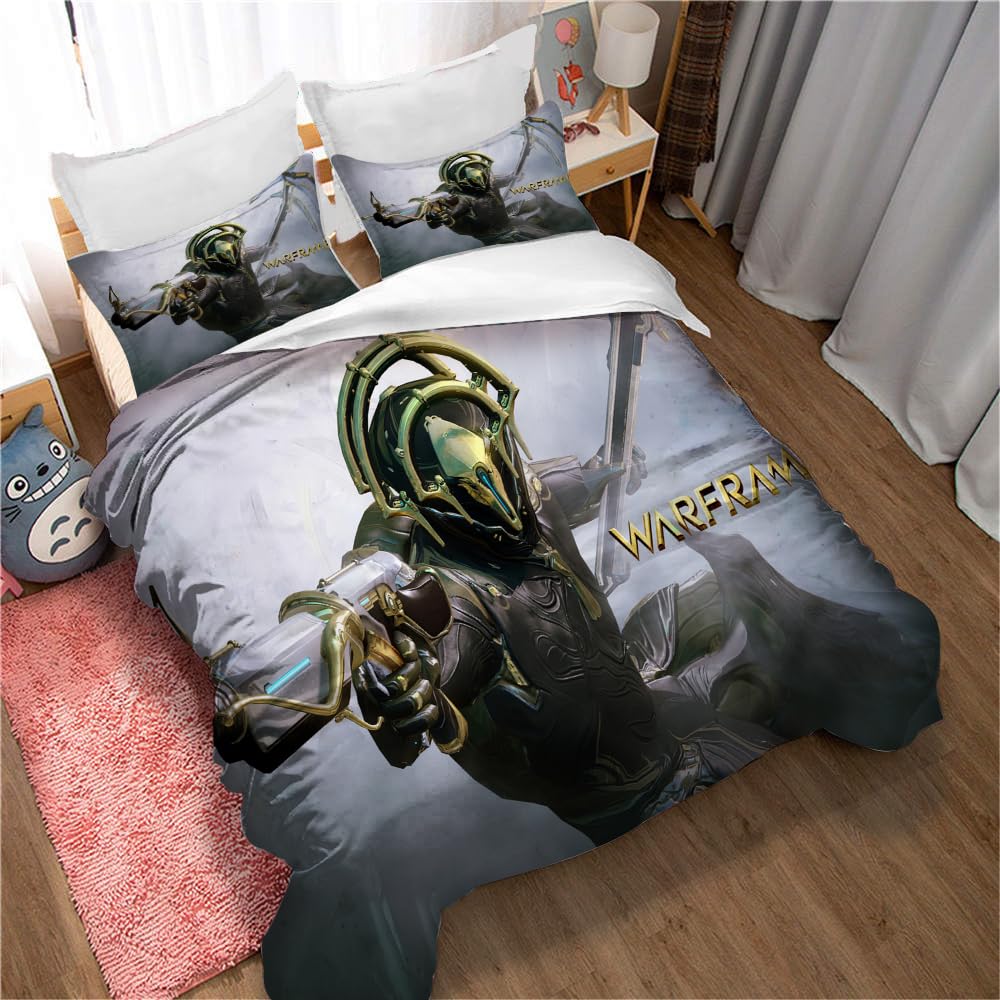 Warframe Egyptian Cotton Bedding Set Duvet Cover Set Soft Queen Size Bedsheet Quilt Cover (220x230cm(King),Warframe 01)