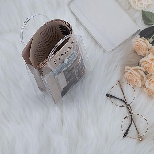Miniatura 5 de IFAMIO Bolsa de PVC transparente reutilizable, paquete de 12 bolsas de regalo con asa, bolsas de regalo transparentes para mercancía, pequeñas