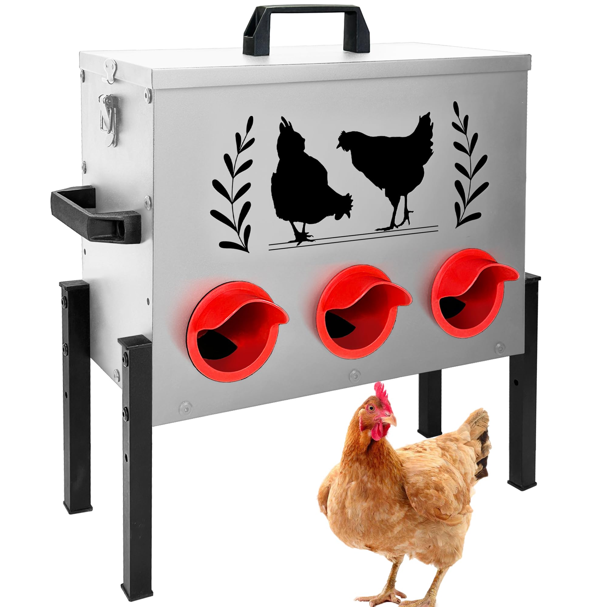 Mangeoire à poulet automatique 6 ports contre les nuisibles et la pluie