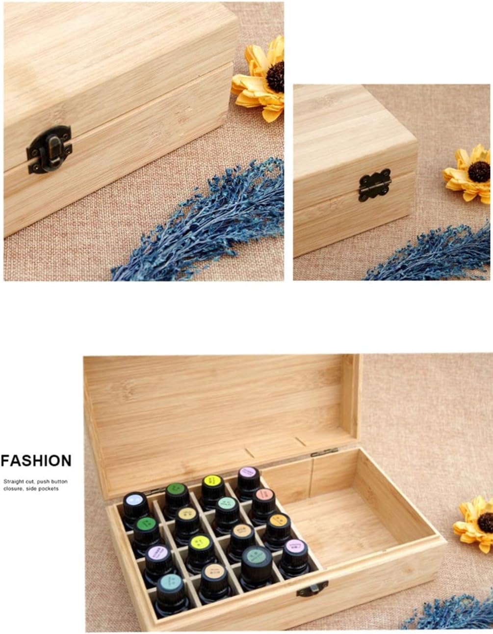 VolksRose Essential Oil Box, Wooden Storage Container Holds 36 Bottles, Multi-Tray Organizer #ob02