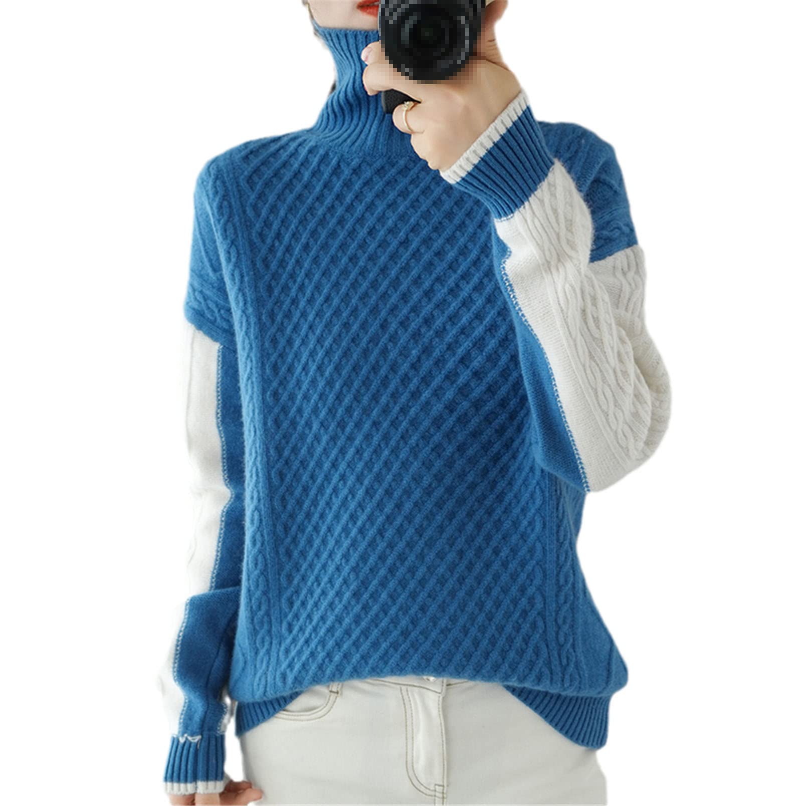 Maglione delle donne di lana che cuce colore Comfort Moda Slim maglia Pullover Jumper