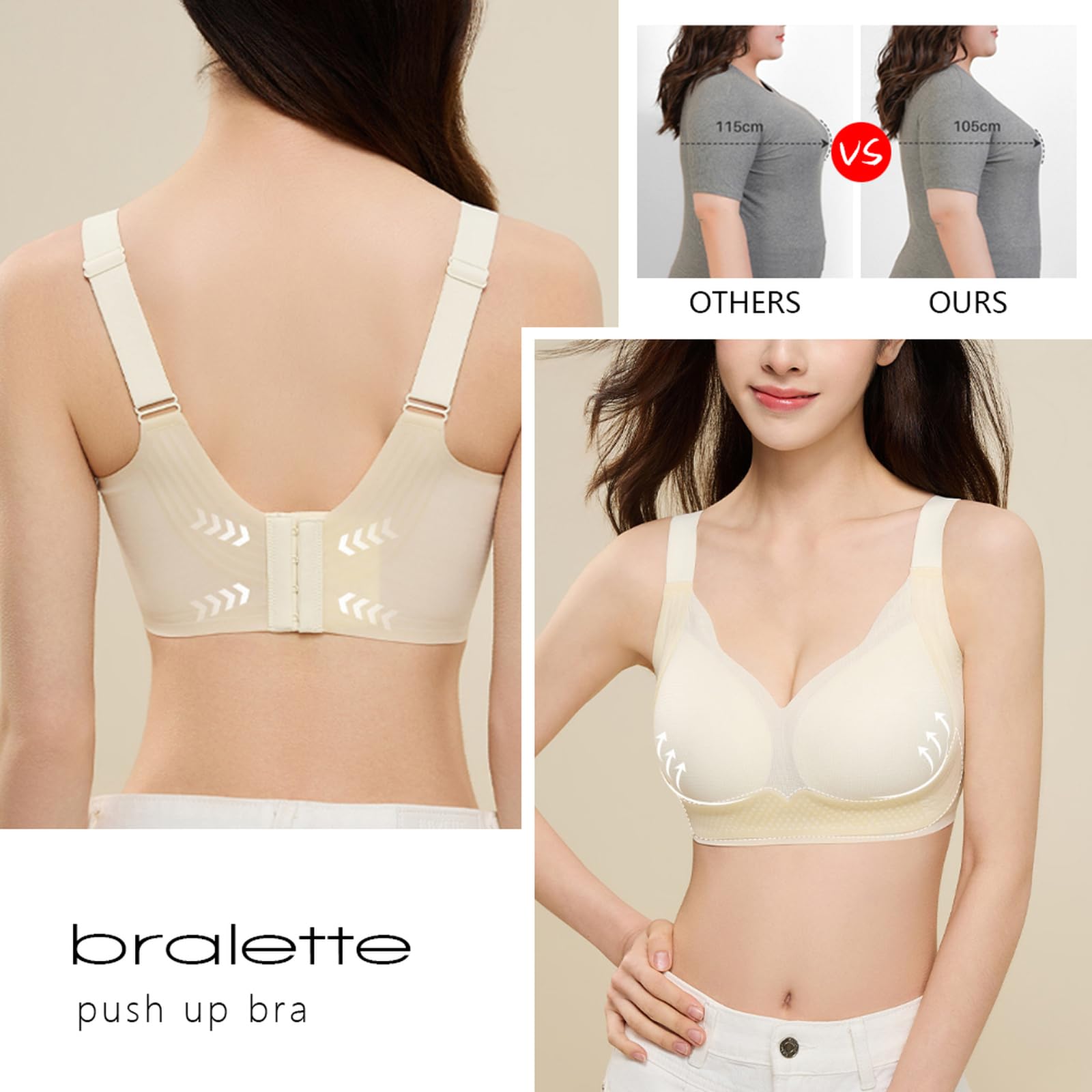 Sport BH große brüste starker Halt leichte Unterstützung Push up BH High Elastizität Und Ultrakomfortabler Soft Tshirt Schlaf Bra