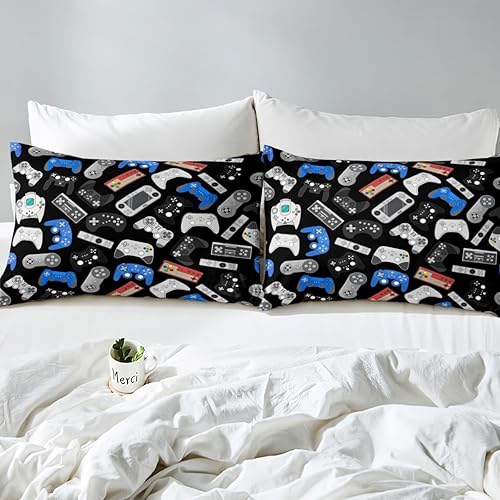 Miniatura 8 de Sábana bajera ajustable moderna con estampado de consola de videojuegos para adolescentes, tamaño matrimonial para niños, juego de ropa de cama de 3