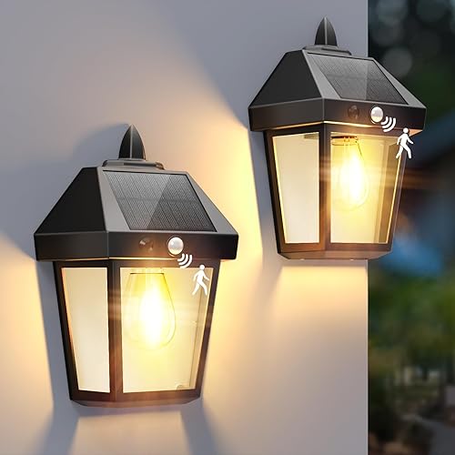 DERAYSION Luces solares para porche al aire libre, faroles solares de pared de 9 pulgadas con sensor de movimiento, 3 modos de brillo ajustable, disponible en Yaxa Costa Rica