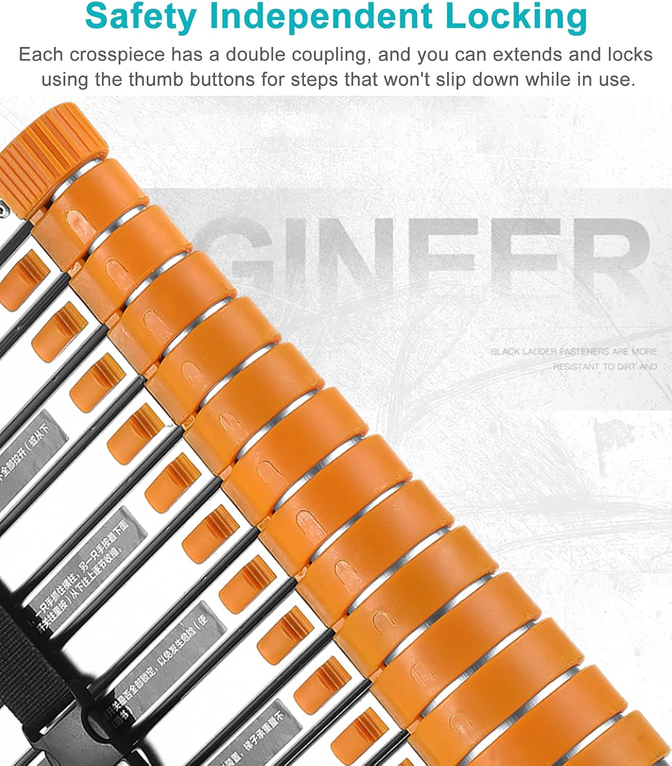 Telescoping Extension Ladder, Telescoping Ladder Aluminum Telescoping Ladder Orange, Collapsible Ladder with Locking Mechanism, Heavy Duty Extension Ladder, Compact Ladder for Hous