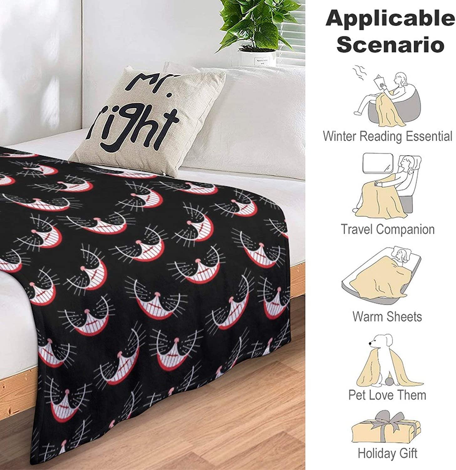 Blueangle Cheshire Cat Decke – Superweicher Kuschel-Überwurf Für Couch & Bett