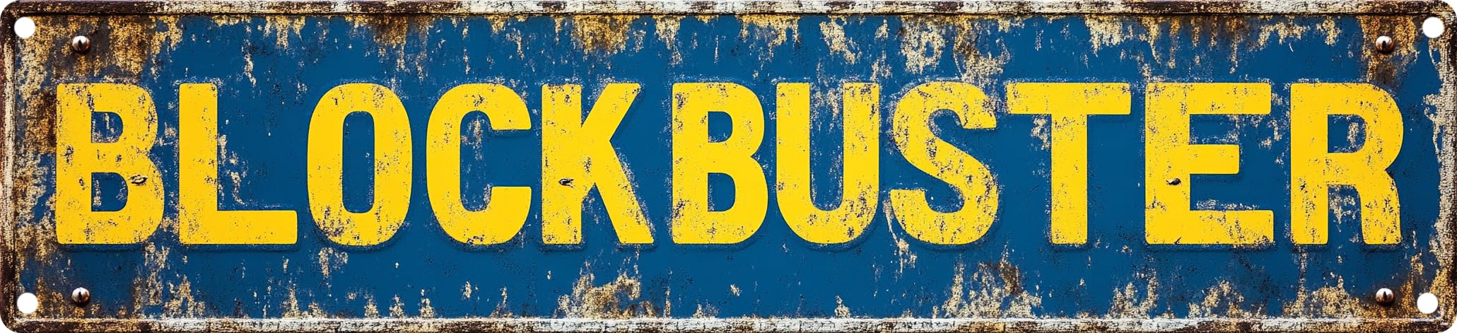 Vintage Tin BLOCKBUSTER Sign Retro Metal Sign,Suitable for home, street, shop, garage, bar, farm, garden - multi-purpose metal sign for indoor/outdoor use Plaque 4x16 Inch