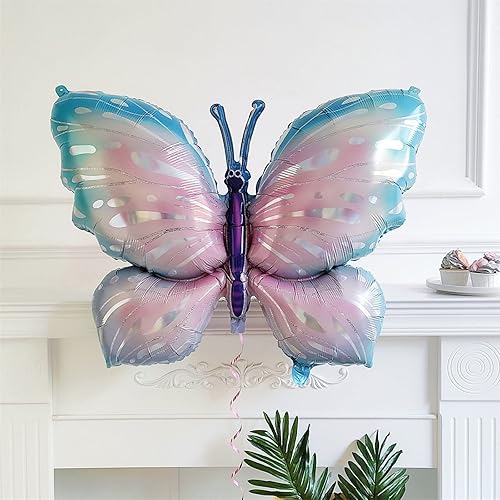 Miniatura 6 de 2 globos de mariposa para fiesta de cumpleaños temática de mariposa, baby shower, decoración de boda (39.3 x 29.1 pulgadas)