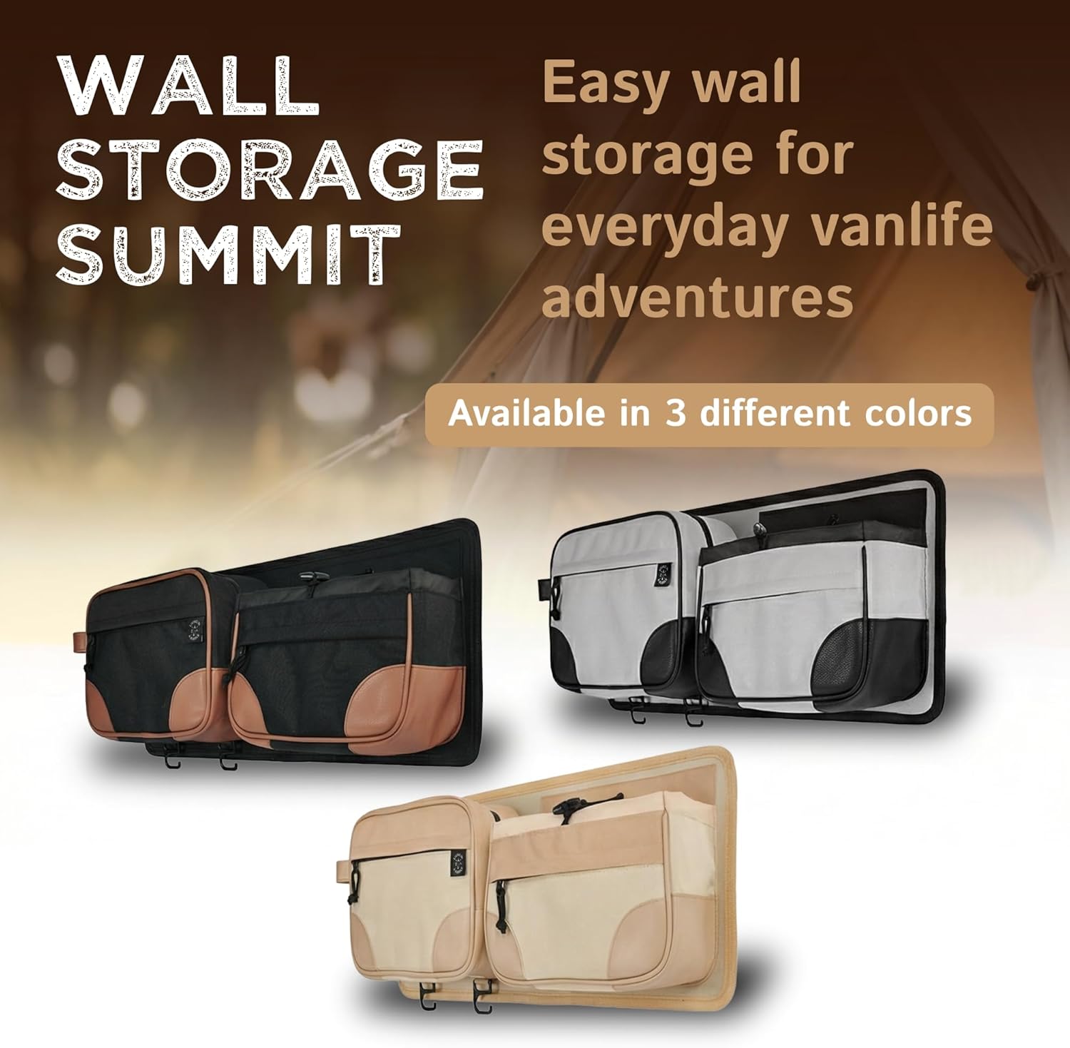 Living in a Bubble Wall Storage Organizer for Travel Trailer, Campervan, RV, and Motorhome - Durable Interior Wall-Mount Adhesive Storage Solution & Space Saver - Forest (Beige)