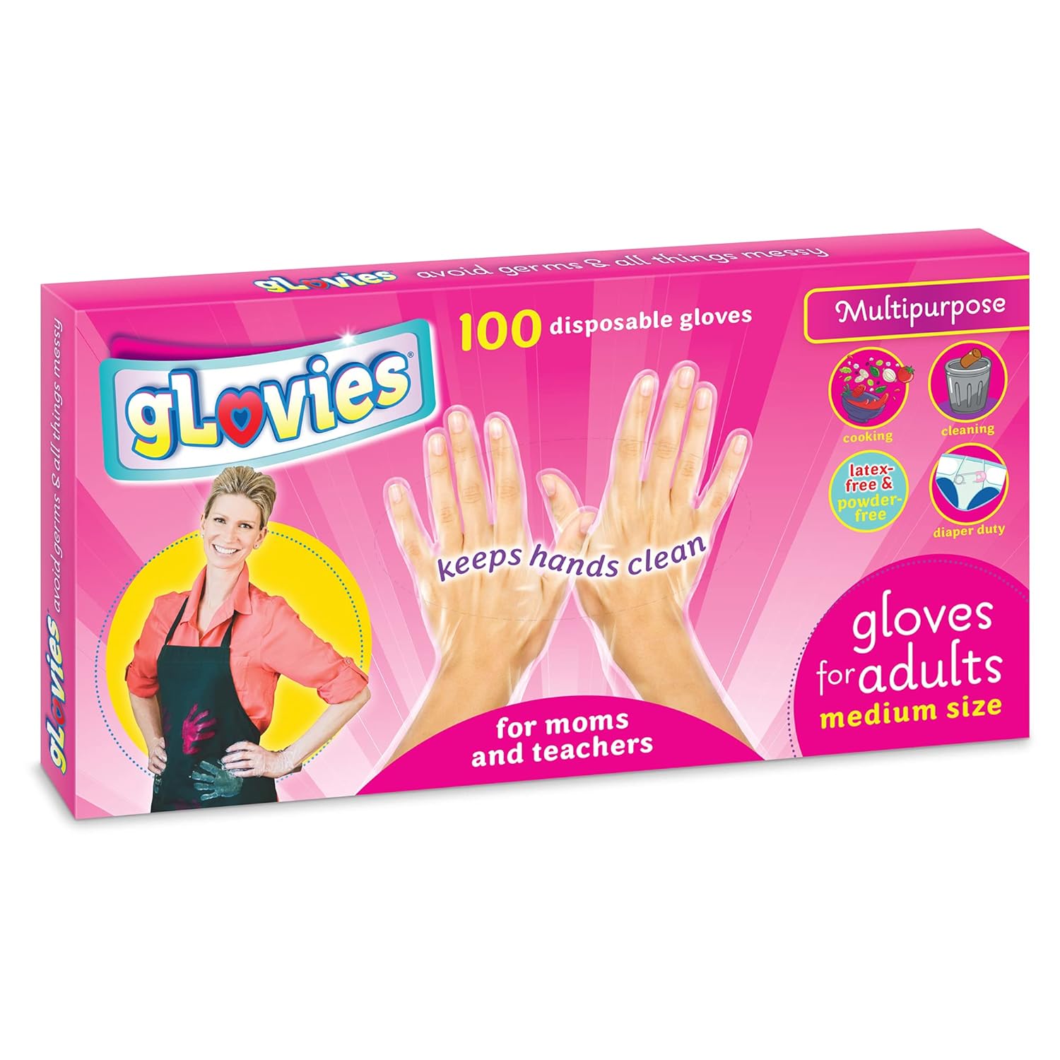 Glovies - Women's Multipurpose Disposable Project Work Food Prep Gloves for Adults - 100 Count