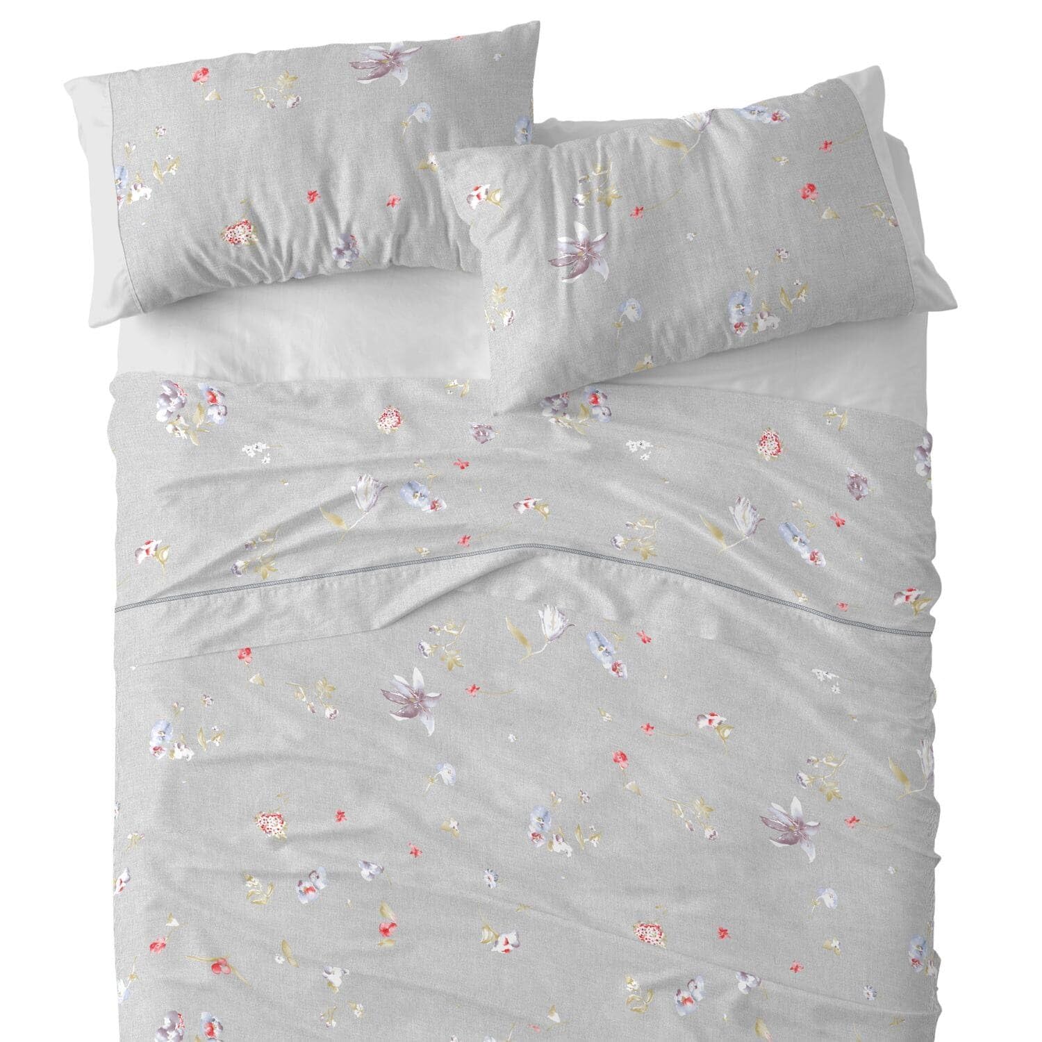 Burrito Blanco | Juego de sábanas Algodón | Cama de 135cm. (+Medidas Disponibles) | Diseño 629 | Color Gris (135x190/200cm.)