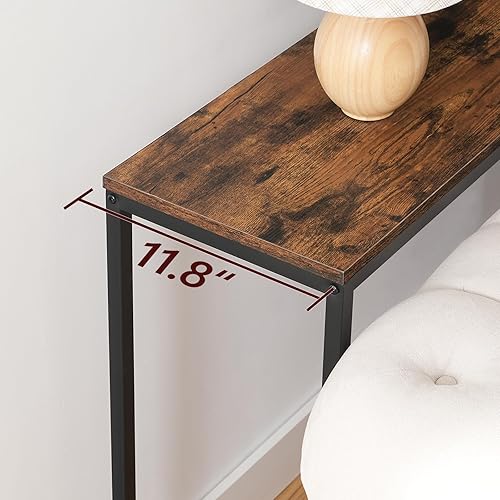 Miniatura 93 de Mesa consola con toma de corriente, mesa de sofá estrecha de 70.9 pulgadas, mesa de entrada industrial con puertos USB, mesa detrás del sofá para