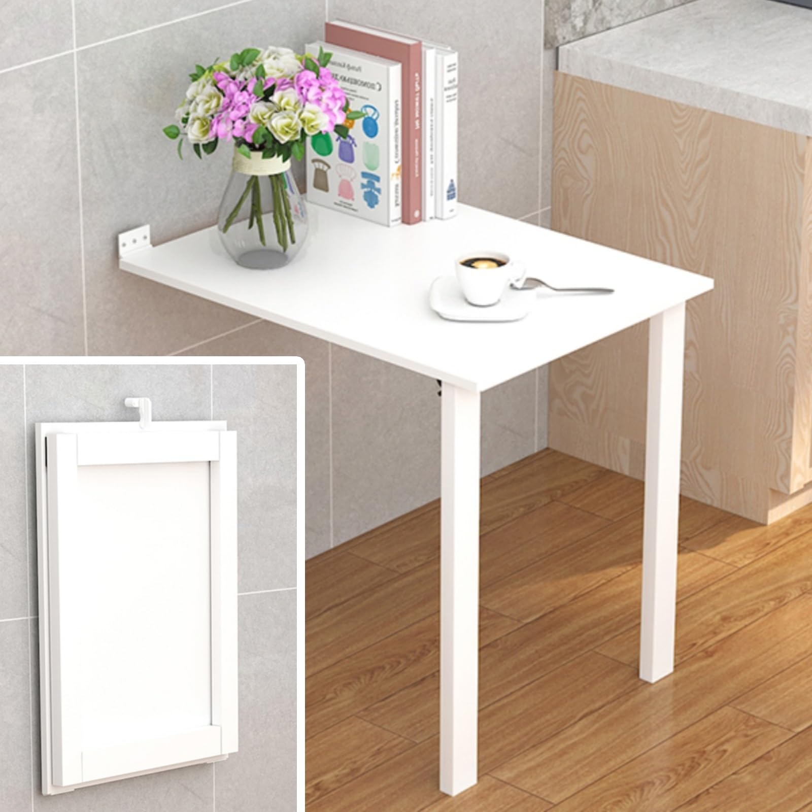 Table de salle à manger compacte et établi pliable suspendu gain de place