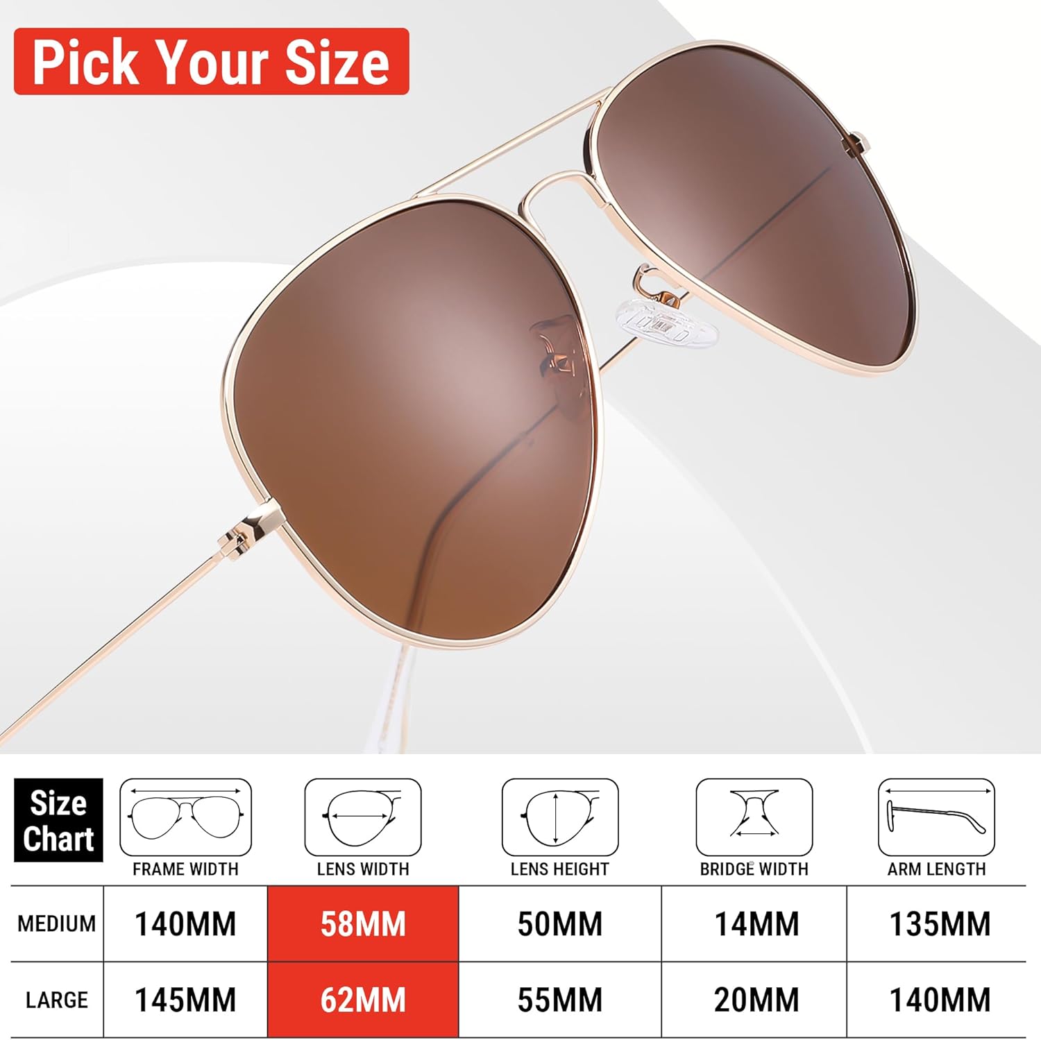 Pro Acme Aviator Sunglasses for Men Women Classic Polarized UV400 Protection - Image 3
