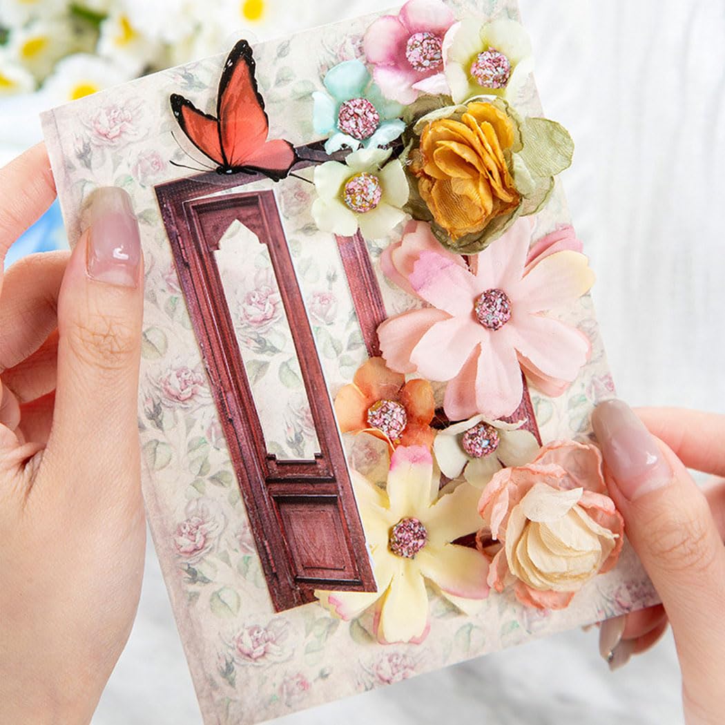 Carta per Scrapbooking, 60 Pezzi Adesivi Decorativi for davanzali, Adesivi for cornici di Porte e finestre, Kit Collage da Giardino Autoadesivo(Red)