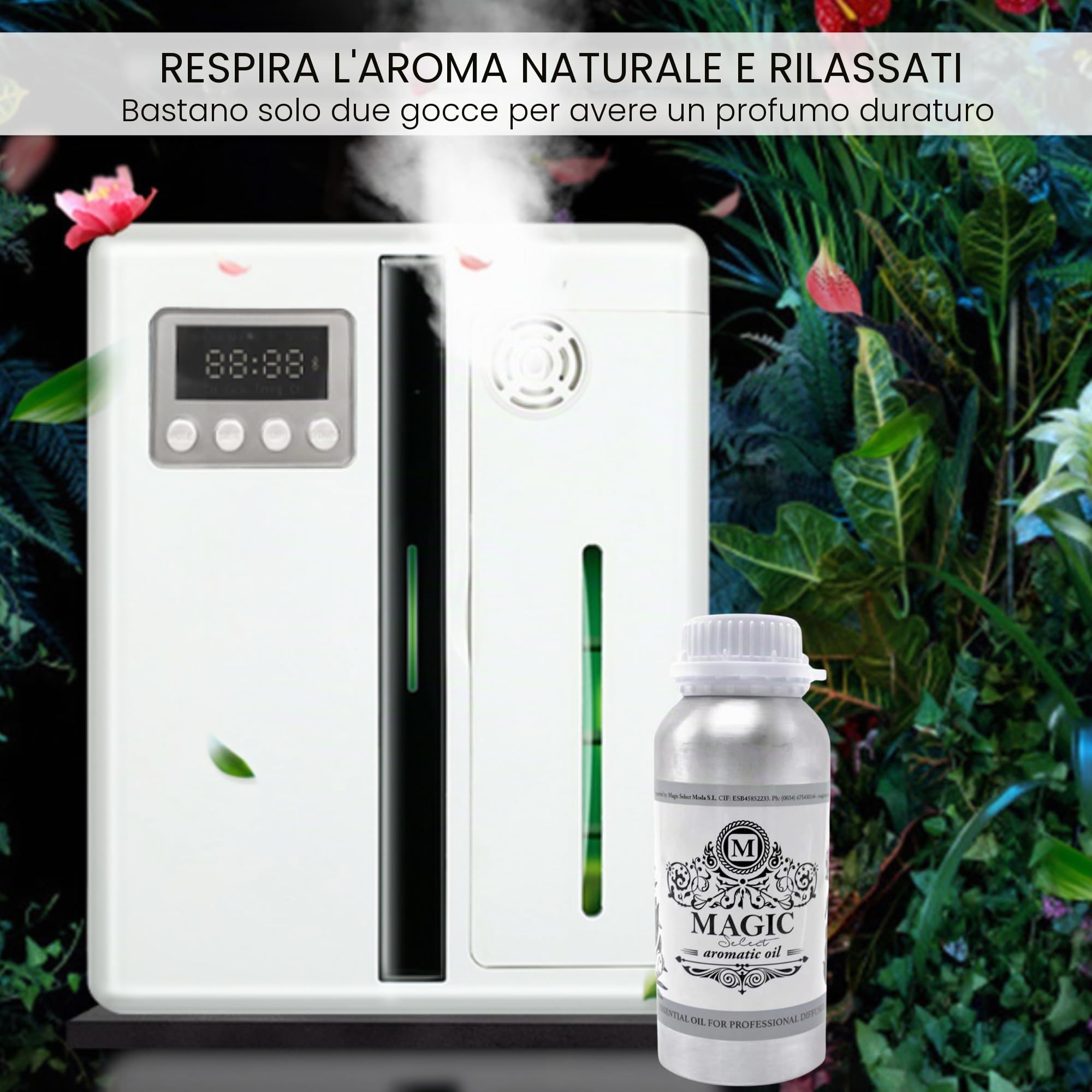 Diffusore di Olio Elettrico + Olio Essenziale 100 ml. Diffusore di fragranze professionale. Deodorante per ambienti marketing olfattivo per aromaterapia. Per superfici di 50-300 m².