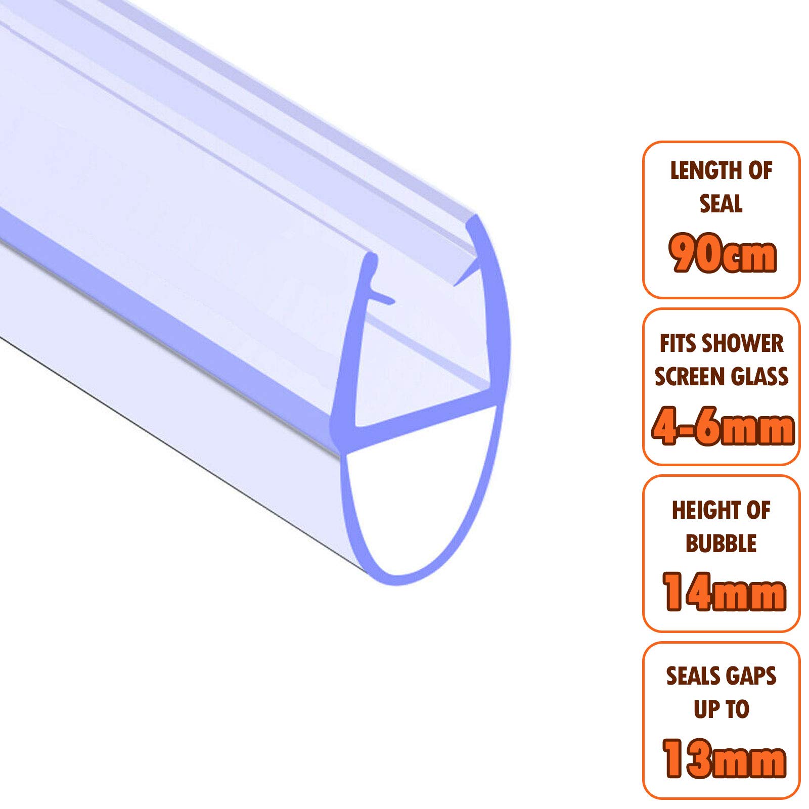 Buy ECOSPA Rubber & Plastic Bath/Shower Screen Seal Strip for 46mm Straight Glass Screens or