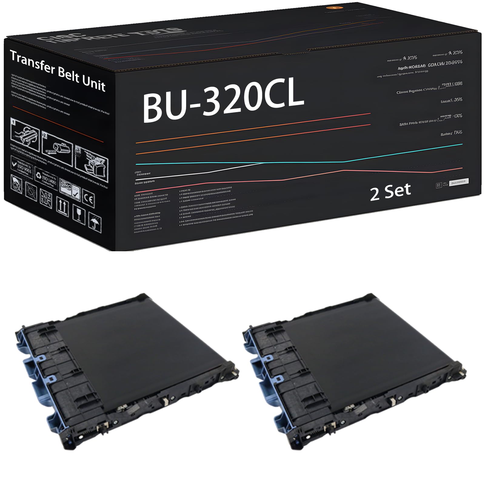 BU-320CL Transfer Belt Unit Compatible for Brother HL-L8250CDN HL-L8350CDW HL-L8350CDWT HL-L9200CDWT Printers, with Chip, High Yield 60000 Pages, High-Definition Printing (2 Set)