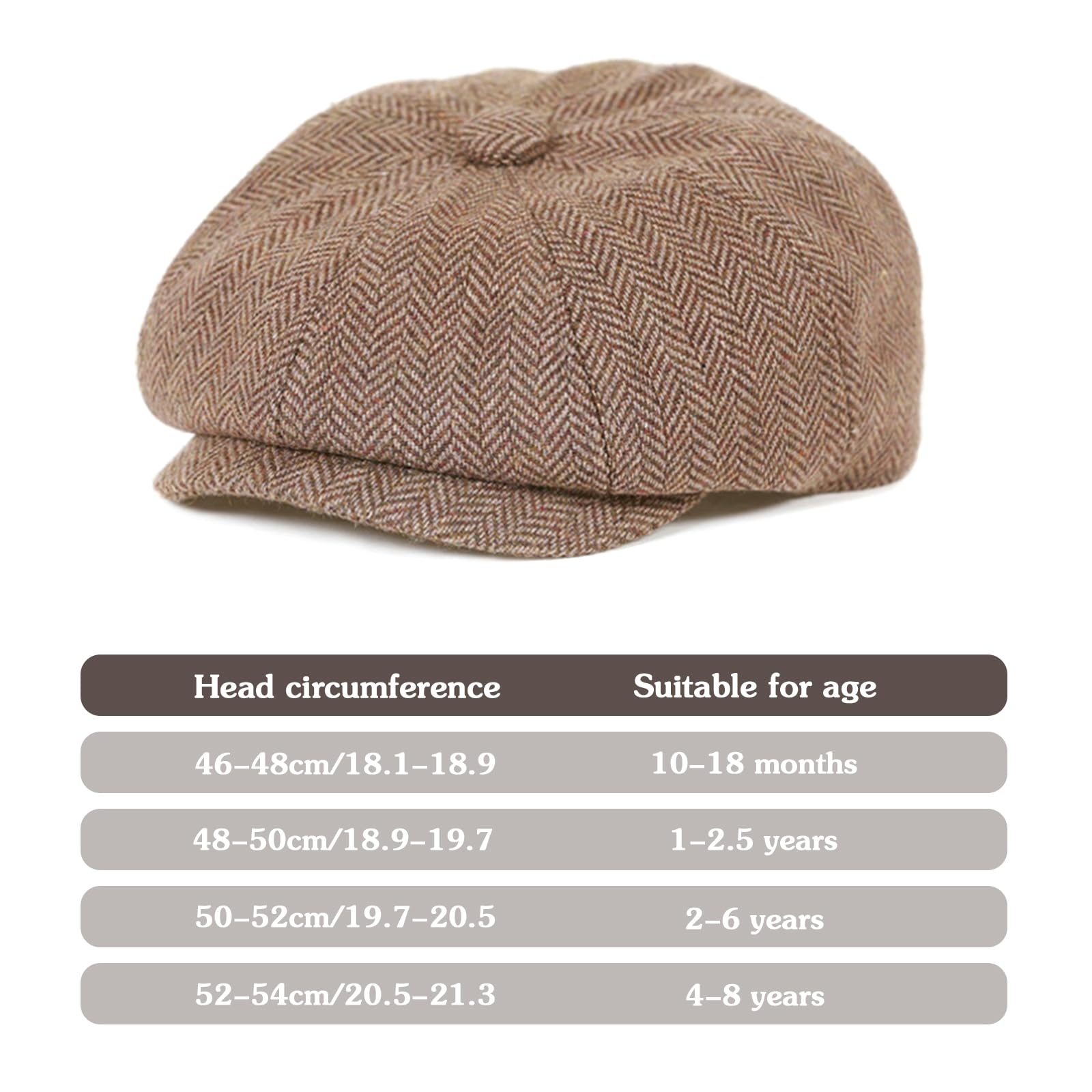 MCWTH Cappellini vintage per bambini piccoli, cappelli piatti in tweed per paggettone per bambini 2-8 anni
