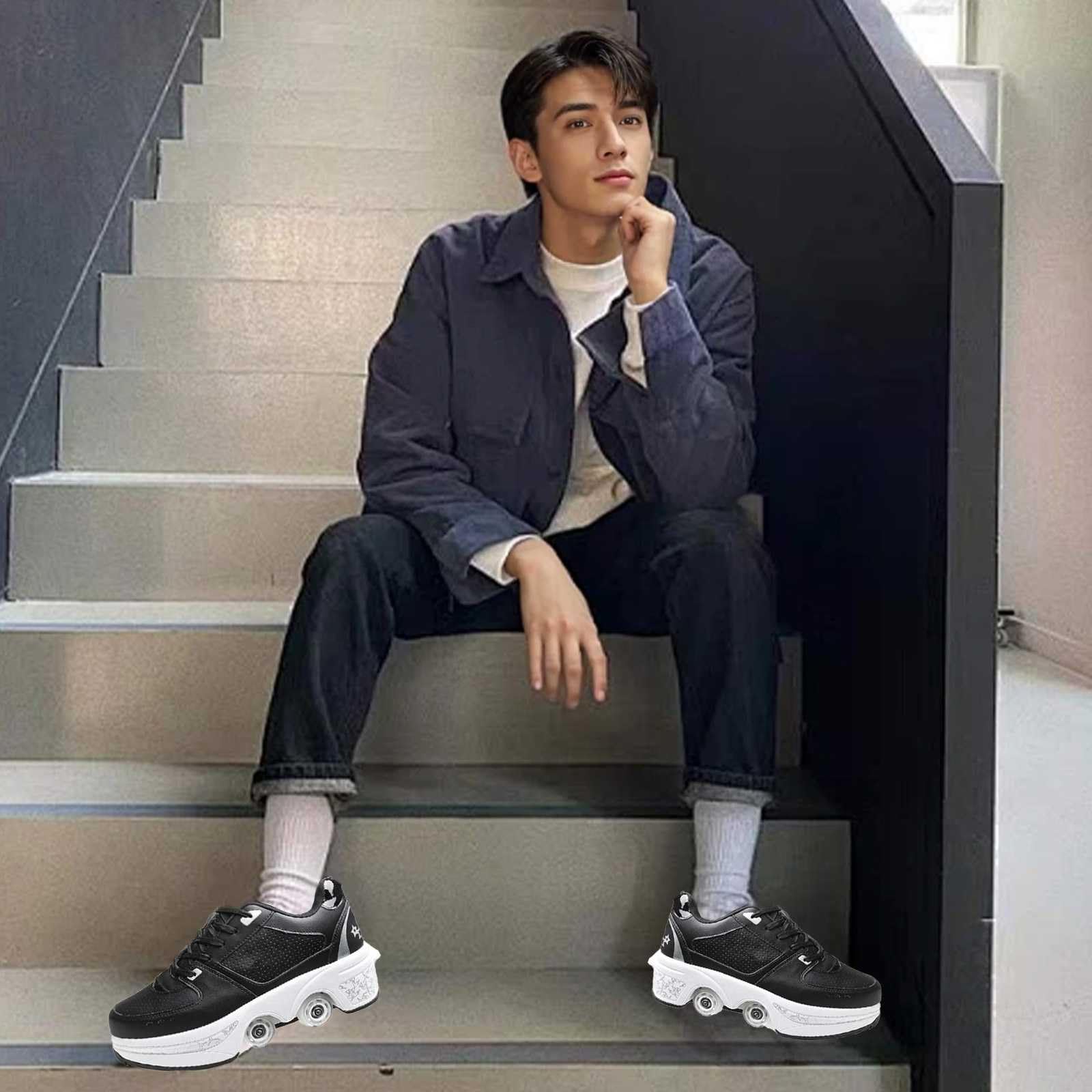 Scarpe con rotelle, Pattini a Rotelle, Scarpe a Pattini, Scarpe con Automatiche Rotelle Retrattile, Outdoor Multisport Scarpe da Skateboard