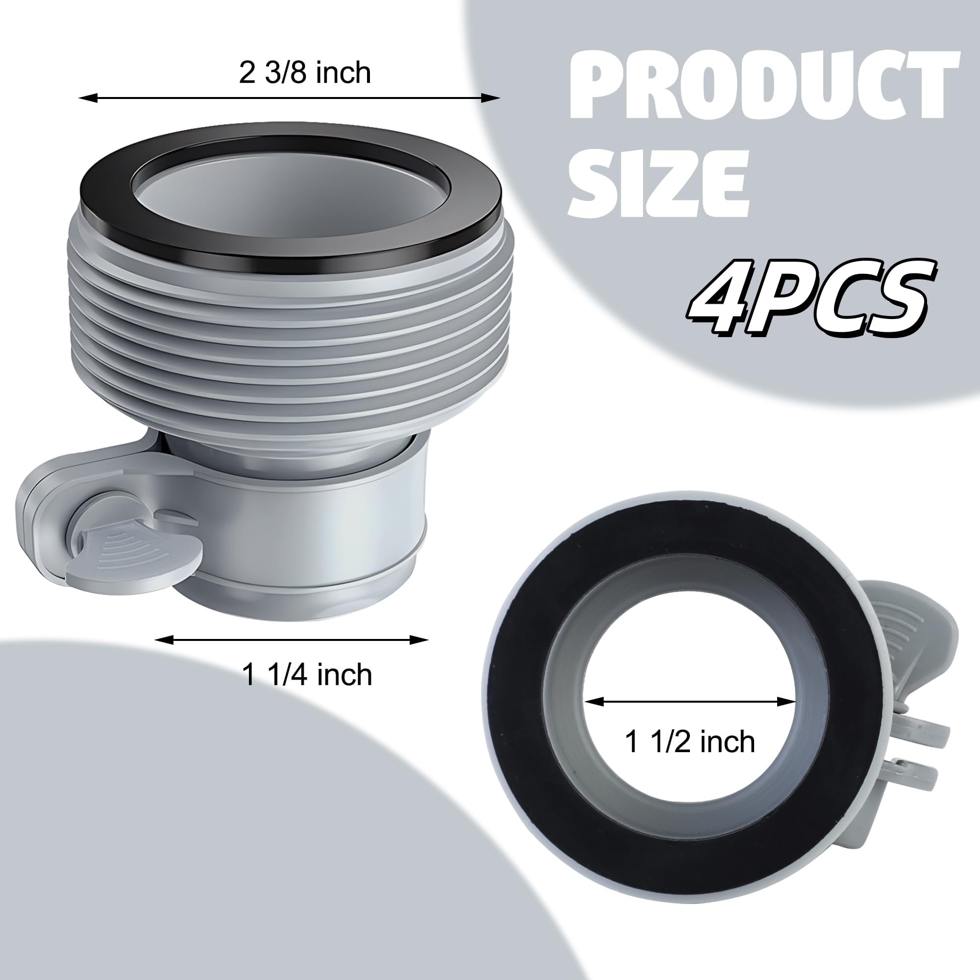 Adattatore per Piscina B - 4 Pezzi Connettori per Tubo Spiralato, Raccordi da 1.5" - Accessori per Piscina