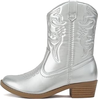 Soda RENO-2 Kids/Girls/Children Western Cowboy Stitched Pointe Toe Low Heel Ankle Mid Shaft Fashion Boots