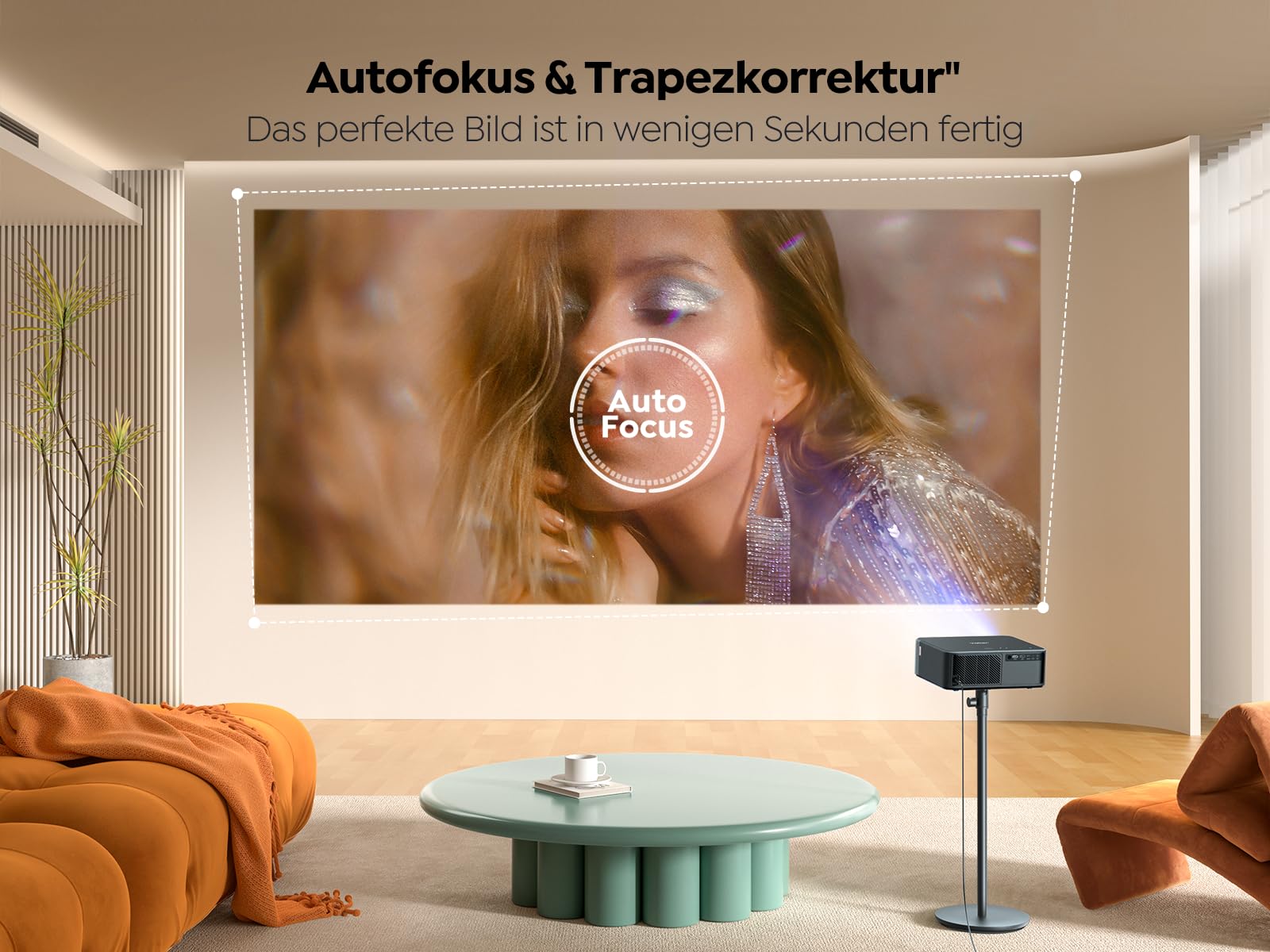 Beamer 4K mit Android TV 11.0, Sound by JBL, Dolby Audio, NFC, Autofokus, Auto Trapezkorrektur, WiFi6, Bluetooth, YABER K2s 1080P Full HD Beamer Heimkino Outdoor 300" Display Video Projektor