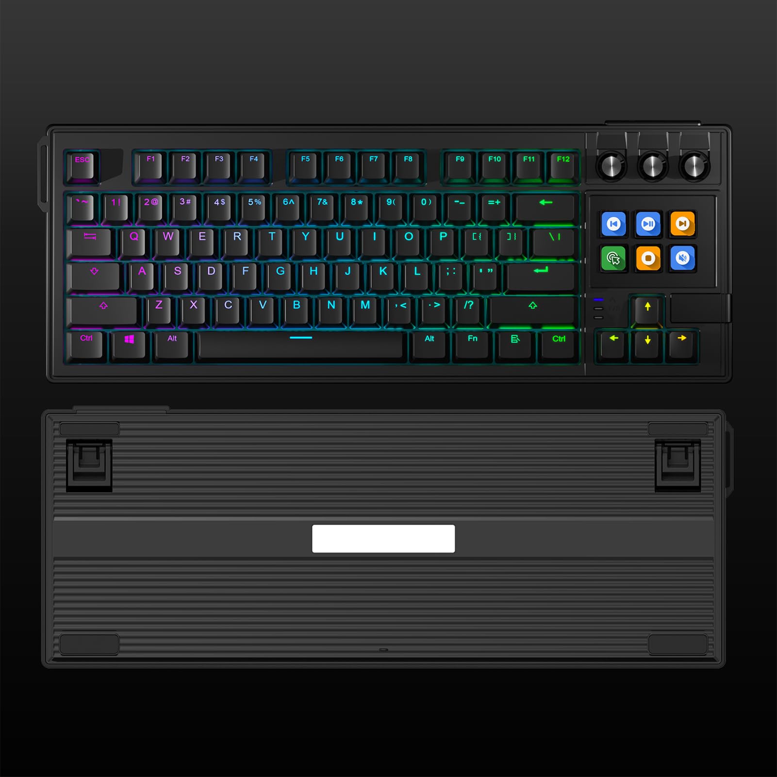 GOWENIC Klawiatura do Gier z 78 Klawiszami, Konfigurowalna Klawiatura, Ergonomiczna Konstrukcja, Trwała łączność, z podświetlaną klawiaturą RGB (BLACK)